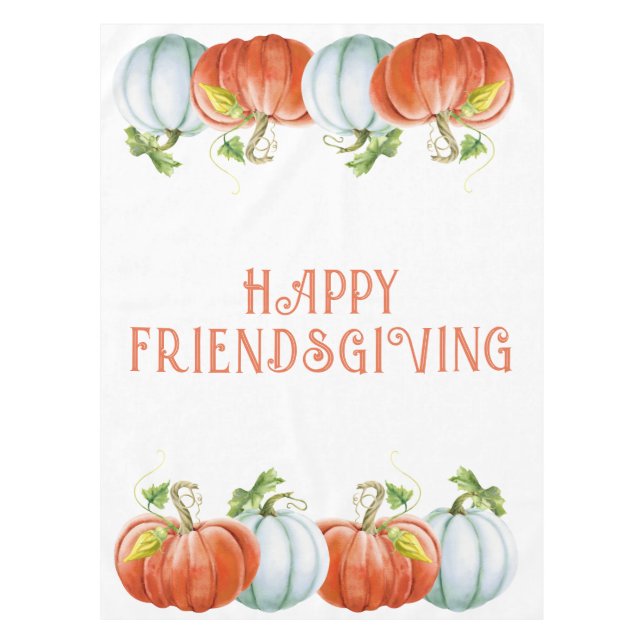 Pumpkins Happy Friendsgiving brennender orangefarb Tischdecke (Vorderseite)