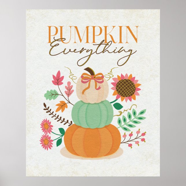 Pumpkins Herbstlaube Herbst Boho Florals Poster (Vorne)