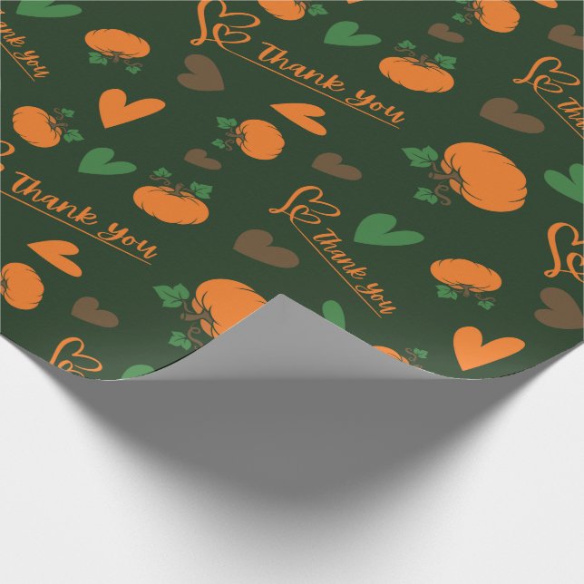 Pumpkins Herz und Danke Erntedank nahtlos Geschenkpapier (Ecke)