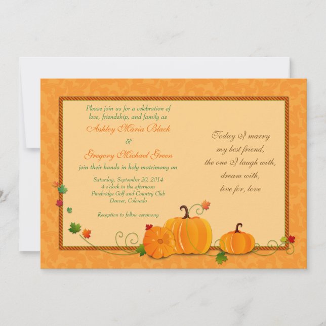 Pumpkins Hochzeitseinladung zur Hochzeit im Herbst Einladung (Vorderseite)