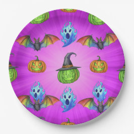 Pumpkins in Hexenhüten von Natasha Us Pappteller