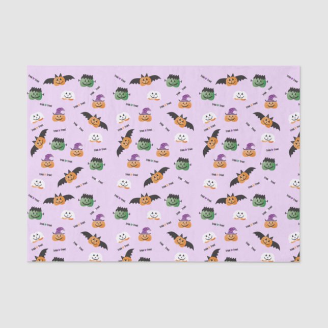 Pumpkins in Kostümmuster Trick oder Behandlung Lil Seidenpapier (Vorderseite)