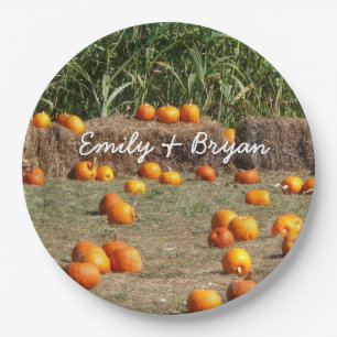 Pumpkins, Mais und Hay Herbst Erntefotografie Pappteller
