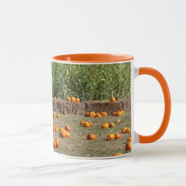 Pumpkins, Mais und Hay Herbst Erntefotografie Tasse (Rechts)
