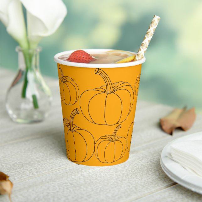 Pumpkins Orange & Black Halloween Pappbecher (In Situ)
