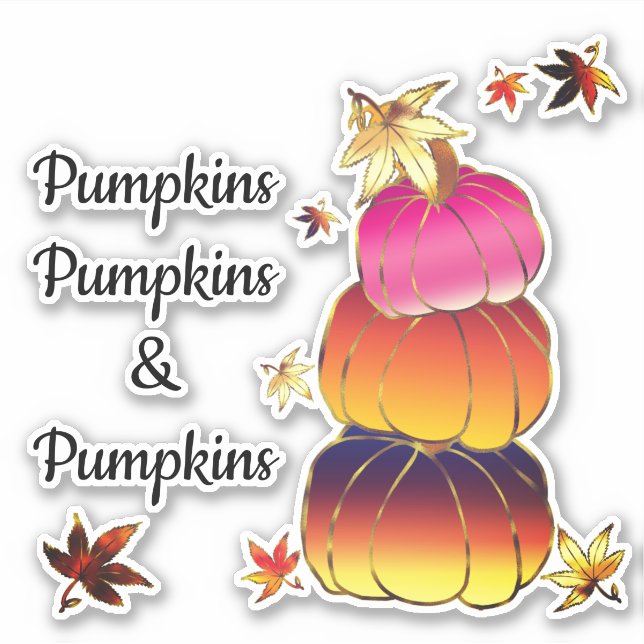 Pumpkins & Pumpkins Gradient, Gold & Foil Texture Aufkleber (Vorderseite)