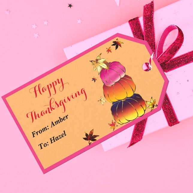 Pumpkins & Pumpkins Gradient, Gold & Foil Texture Geschenkanhänger (Von Creator hochgeladen)