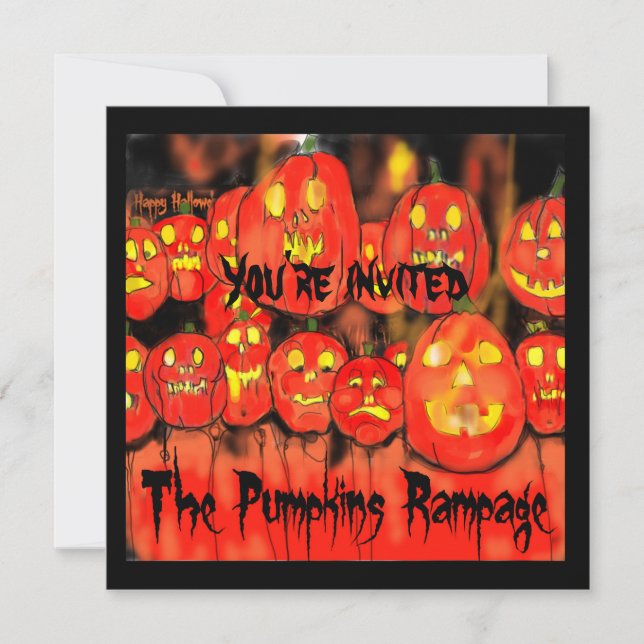 Pumpkins Rampage Halloween-Party Einladung (Vorderseite)