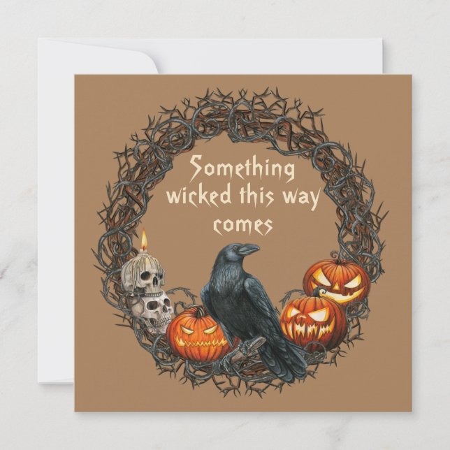 Pumpkins & Raven Wreath Halloween Card (Vorderseite)