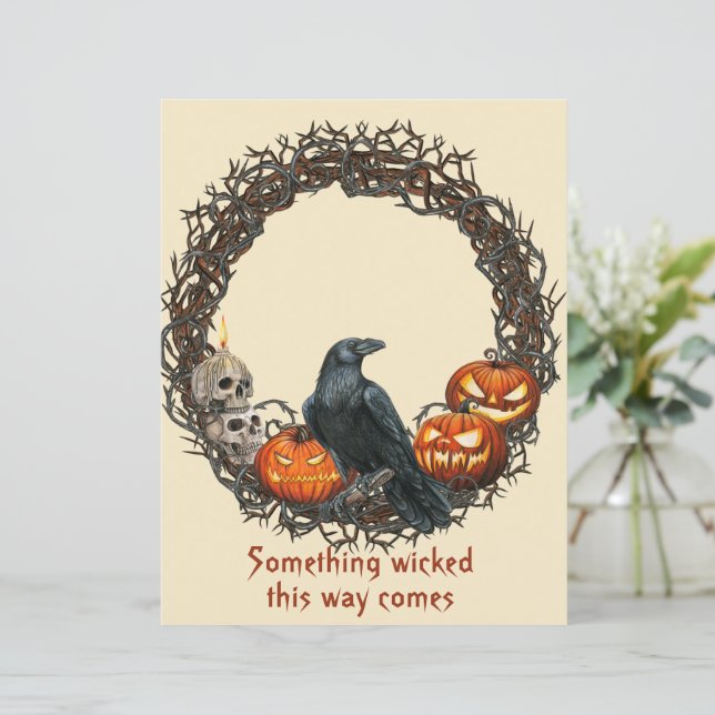 Pumpkins & Raven Wreath Halloween Scrapbook (Stehend Vorderseite)