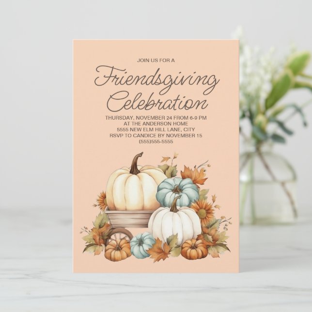 Pumpkins Rustic Boho Harvest Friendsgiving (Stehend Vorderseite)