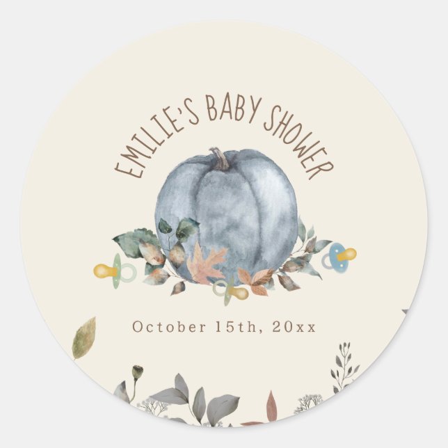 Pumpkins Schnuller Fall Boy Baby Dusche Runder Aufkleber (Vorderseite)
