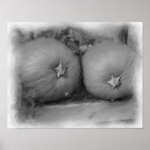 Pumpkins Schwarz-Weiß-Kunst drucken Poster