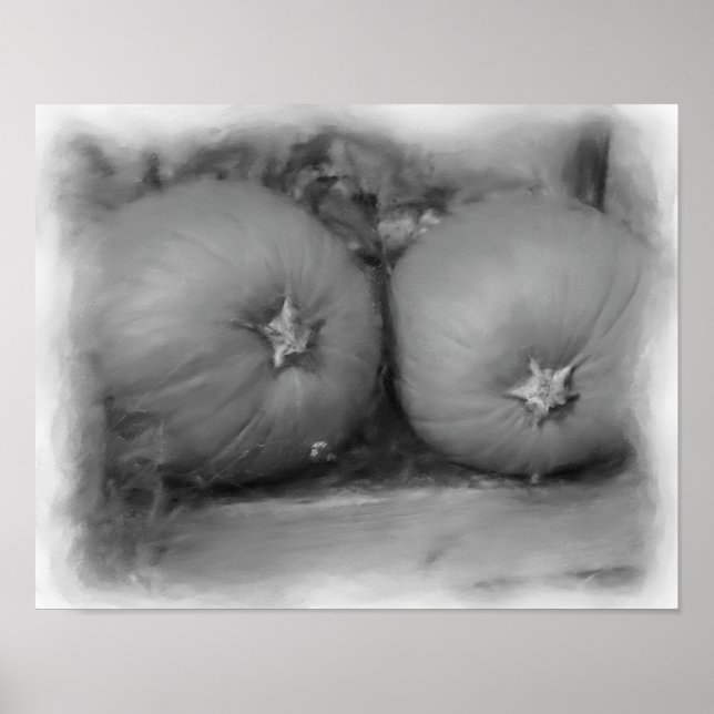 Pumpkins Schwarz-Weiß-Natur Kunst Poster (Vorne)