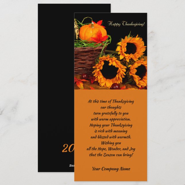 Pumpkins & Sonnenblumen Erntedank Grußkarten Feiertagskarte (Vorne/Hinten)