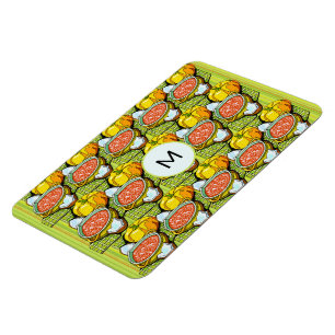 Pumpkins, Soup und Streifen-Hintergrundmonogramm Magnet