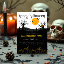 Pumpkins Spooky Trees Orange Black Halloween-Party