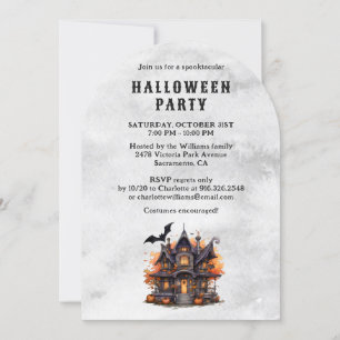 Pumpkins Spuk House Bats Halloween-Party Einladung