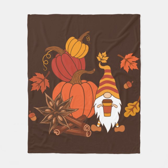 Pumpkins, star anise, cinnamon sticks, autumn leav fleecedecke (Vorderseite)