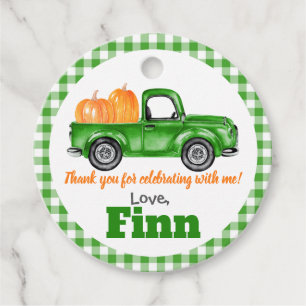 Pumpkins Truck Pumpkin Patch - Green Truck Round Geschenkanhänger