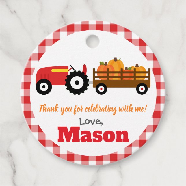 Pumpkins Truck Pumpkin Patch - Red Tractor Round Geschenkanhänger (Vorderseite)