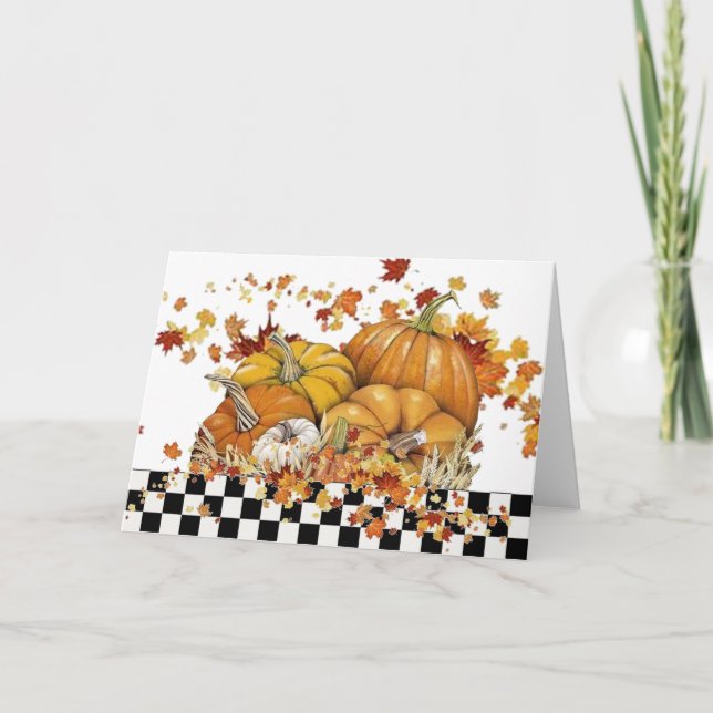 Pumpkins und Blätter Feiertagskarte (Vorderseite)