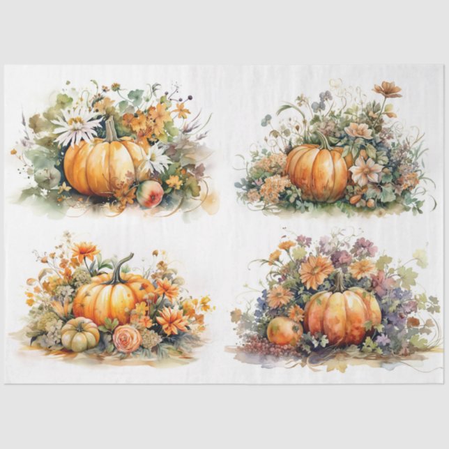Pumpkins und Florals Collage 1 Dekoupage Paper Seidenpapier (Vorderseite)
