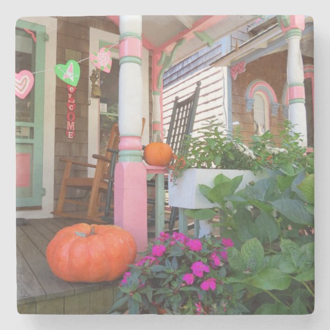 Pumpkins und Herz - Martha's Vineyard Steinuntersetzer (Vorderseite)