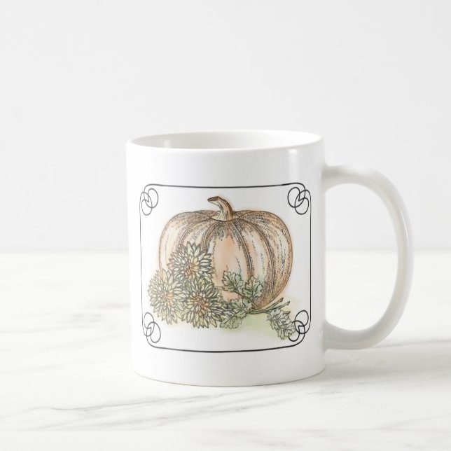 Pumpkins und Mums fallen floral Kaffeetasse (Rechts)