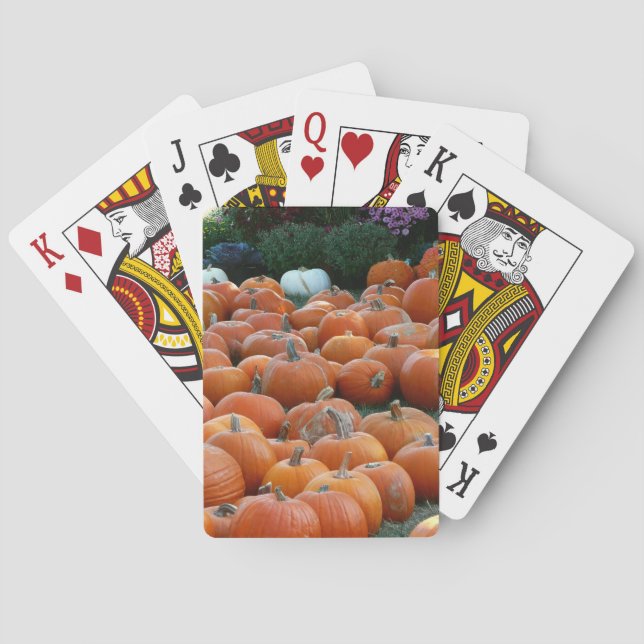 Pumpkins und Mums Herbsternte Fotografie Spielkarten (Rückseite)