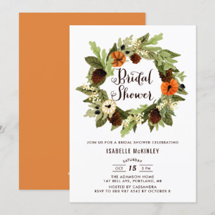Pumpkins und Pinecones Wreath Fall Brautparty Einladung