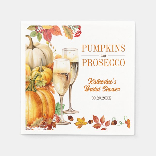 Pumpkins und Prosecco Bridal Polterabend Serviette (Vorderseite)
