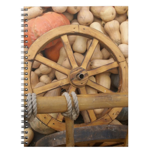 Pumpkins und Räder des ländlichen Holzkarren Notizblock (Vorderseite)
