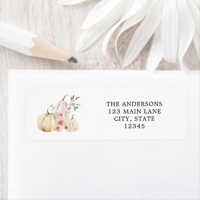 Pumpkins und rosa Blume - Adressenaufschrift (Insitu)