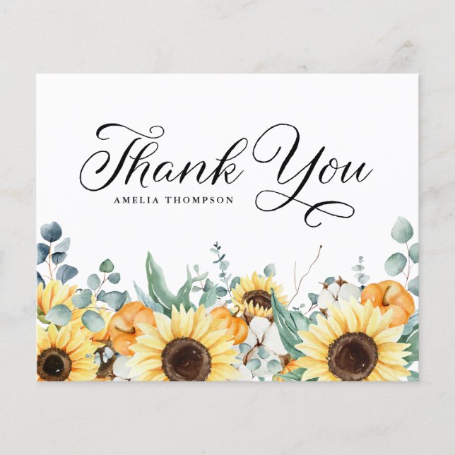 Pumpkins und Sonnenblumen Fall Baby Dusche Vielen  (Vorderseite)