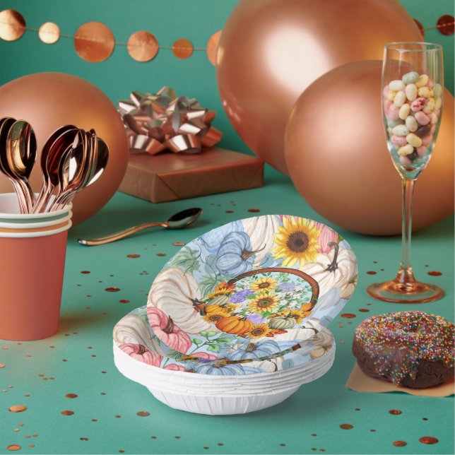 Pumpkins und Sonnenblumen für den Fall Pappteller (Multi)