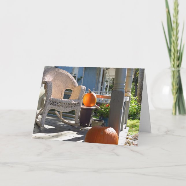 Pumpkins und Wicker Rocker - Martha's Vineyard Karte (Vorderseite)