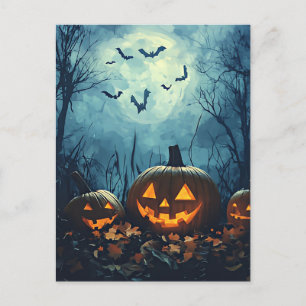 Pumpkins von Night Halloween Grußkarte Postkarte