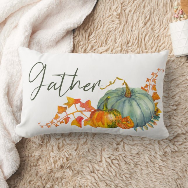 Pumpkins Wasserfarbe Sammeln Familienname Fall Lendenkissen (Decke)