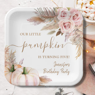 Pumpkins Watercolor Boho Girls Fall 5. Geburtstag Pappteller