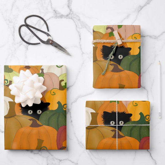 Pumpkins Wrapping Paper Sheets Geschenkpapier Set (Vorderseite)