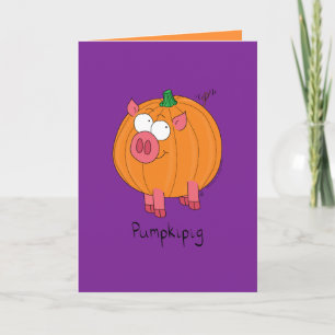 Pumpkiwine - Funny Halloween Pig Grußkarte Karte