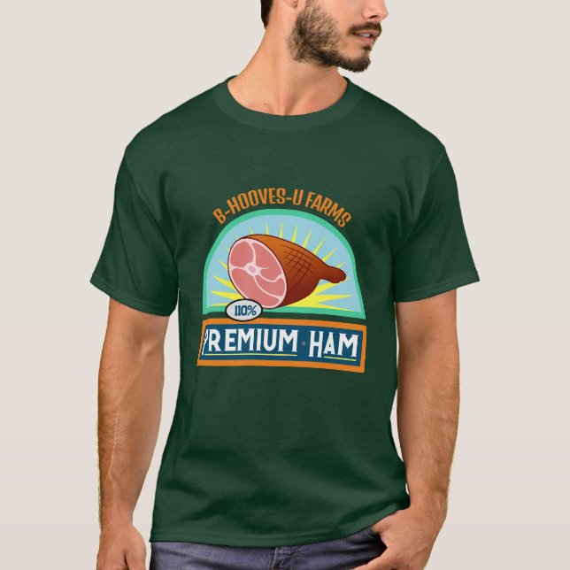 Pun amusant "Jambon Premium" T-shirt vert profond (Devant)