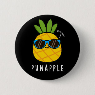 Pun-Apfel Funny Fruit Ananas Pun Dark BG Button