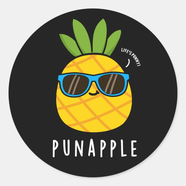 Pun-apple Funny Fruit Pineapple Pun Dark BG Runder Aufkleber (Vorderseite)