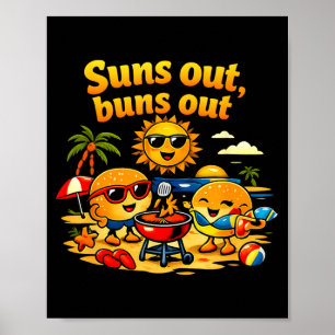 Pun Beach Bbq Grafik Suns Out Buns Out Poster
