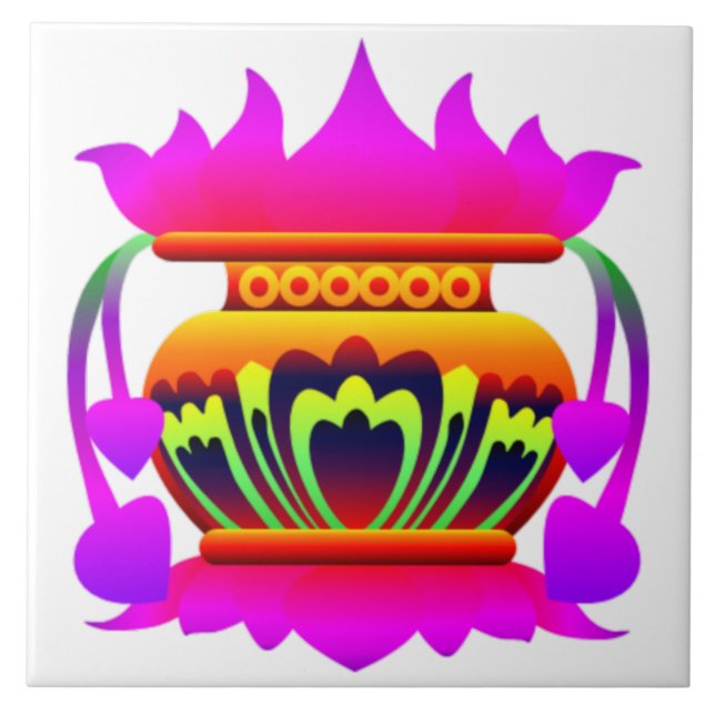 Pun Kalasa Sri Lanka traditioneller Topf des Wohls Fliese (Vorderseite)