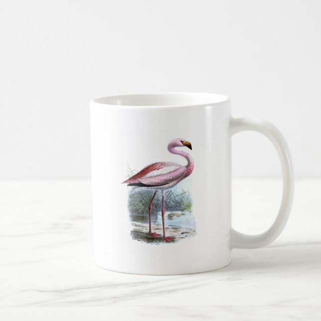 Puna Flamingo Vintag Illustration Kaffeetasse (Rechts)