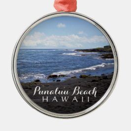 Punalu'u Black Sand Beach Hawaii Digital Oil Paint Silbernes Ornament