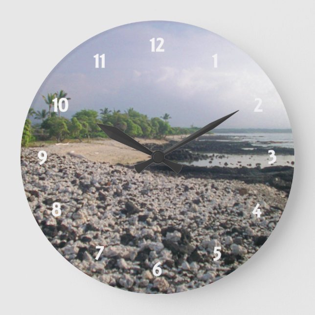 Punaluu Black Sand Beach Hawaii Große Insel Große Wanduhr (Vorderseite)